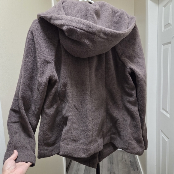 J.Jill Super Soft Hooded Fleece Jacket Thick Stretchy Washed Brown - Picture 6 of 7